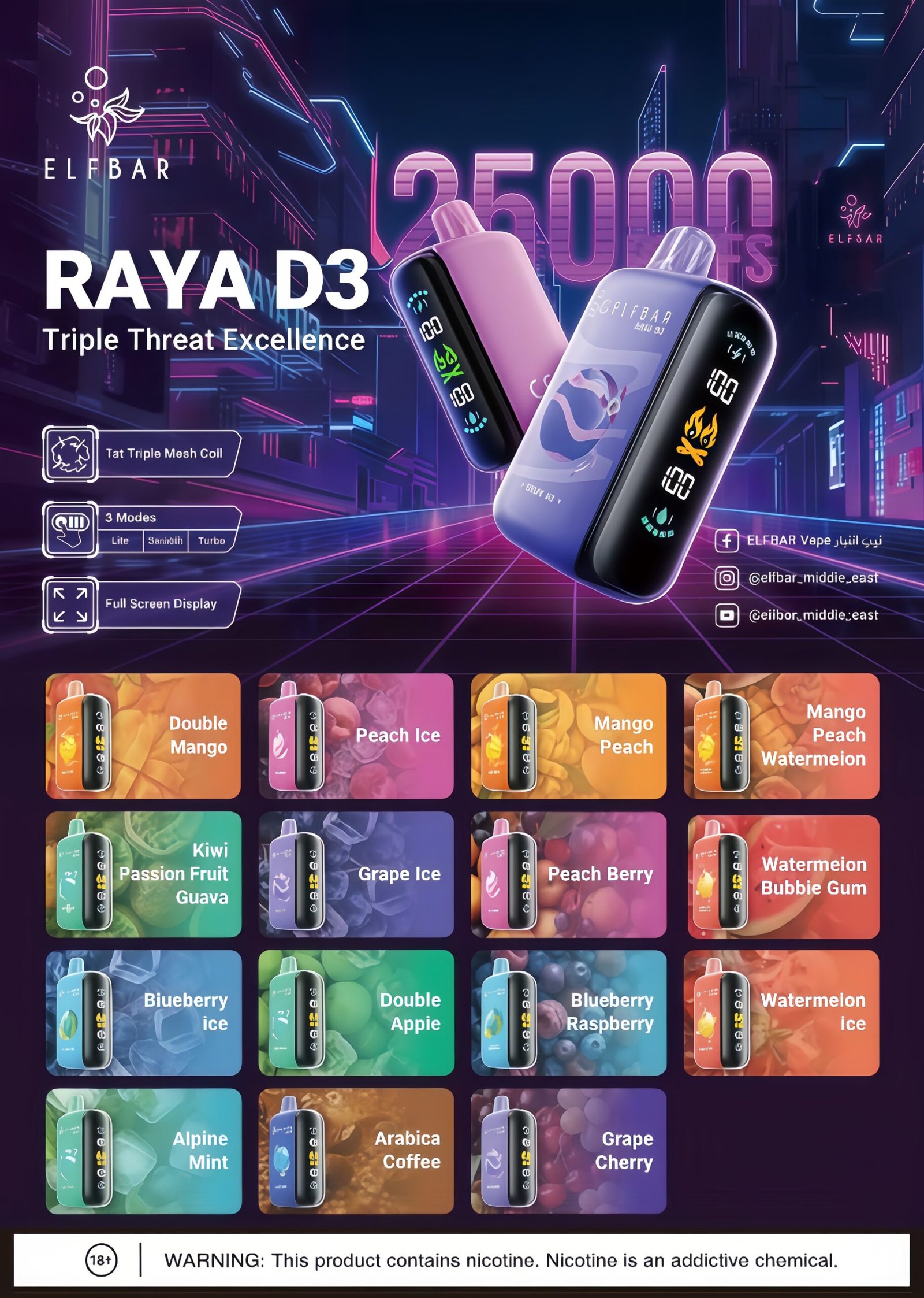 ELFBAR AYA D3 25000 Puffs
