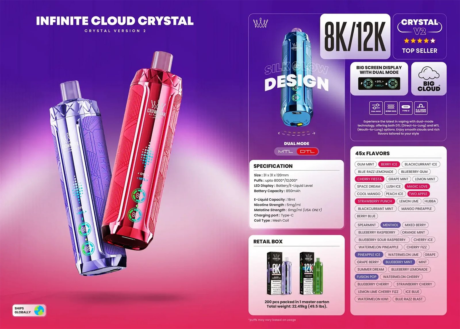 AL FAKHER Crown Bar 80k Puffs Crystal V2