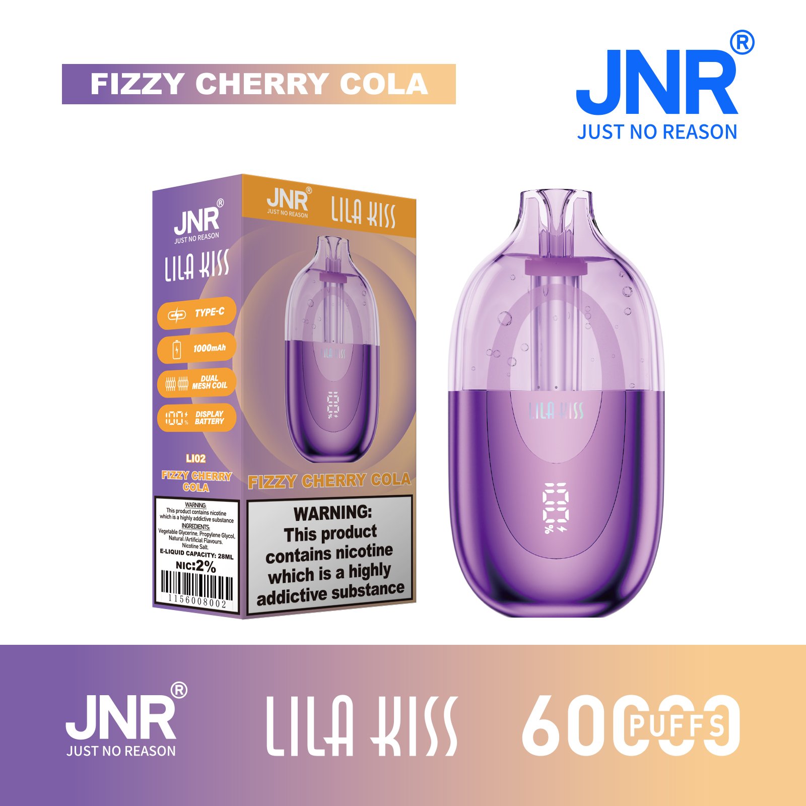 JNR Lila Kiss 60000 Puffs Disposable Vape pen (4) JNR Lila Kiss 60000 Puffs Disposable Vape pen (4)