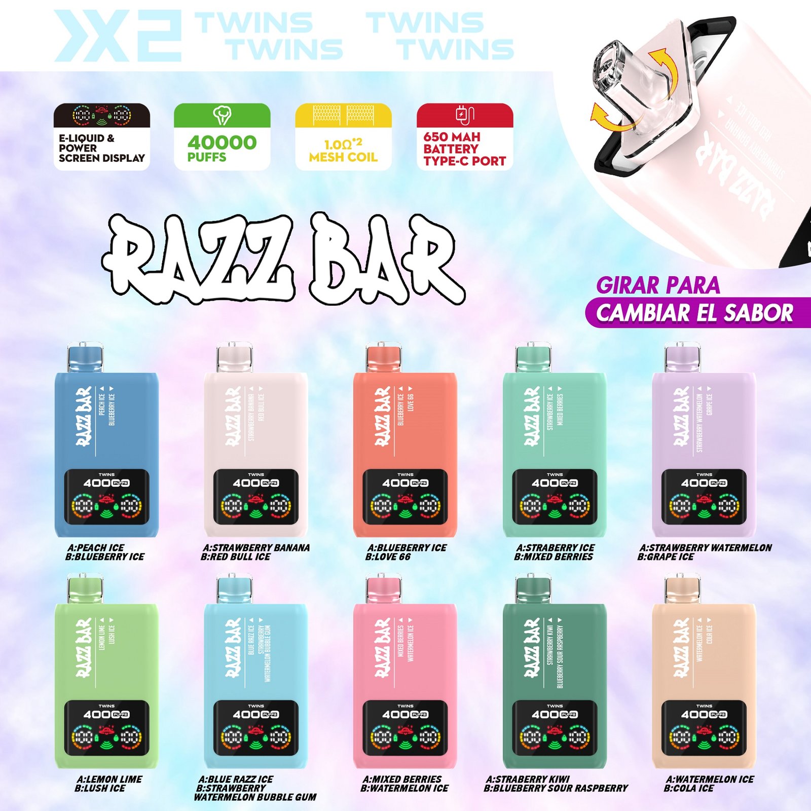 Razz bar 40000 puffs 2in1 flavors