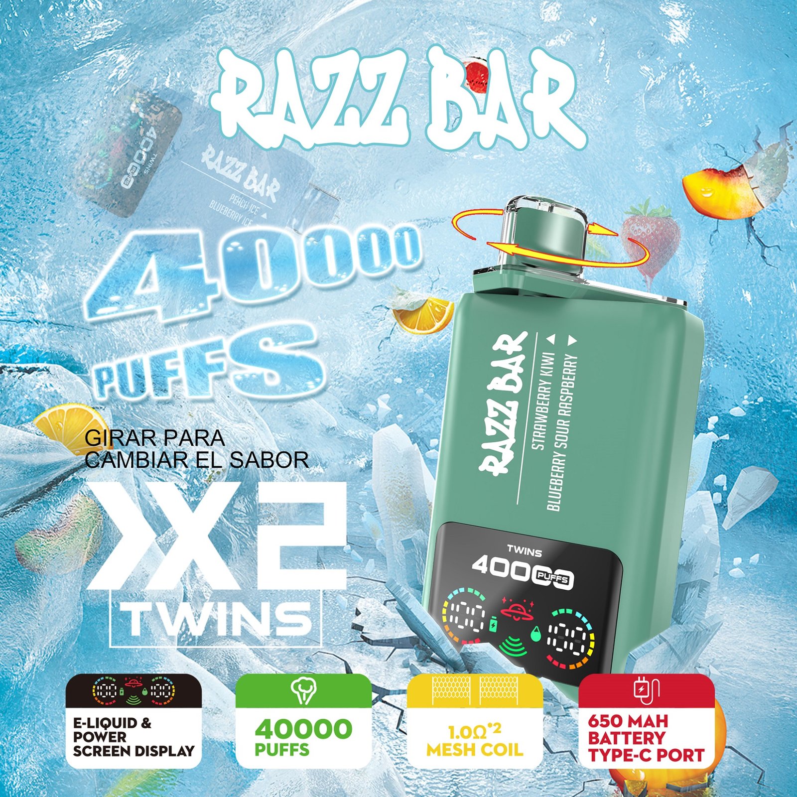 Razz bar 40000 puffs 2in1 flavors (2) Razz bar 40000 puffs 2in1 flavors (2)