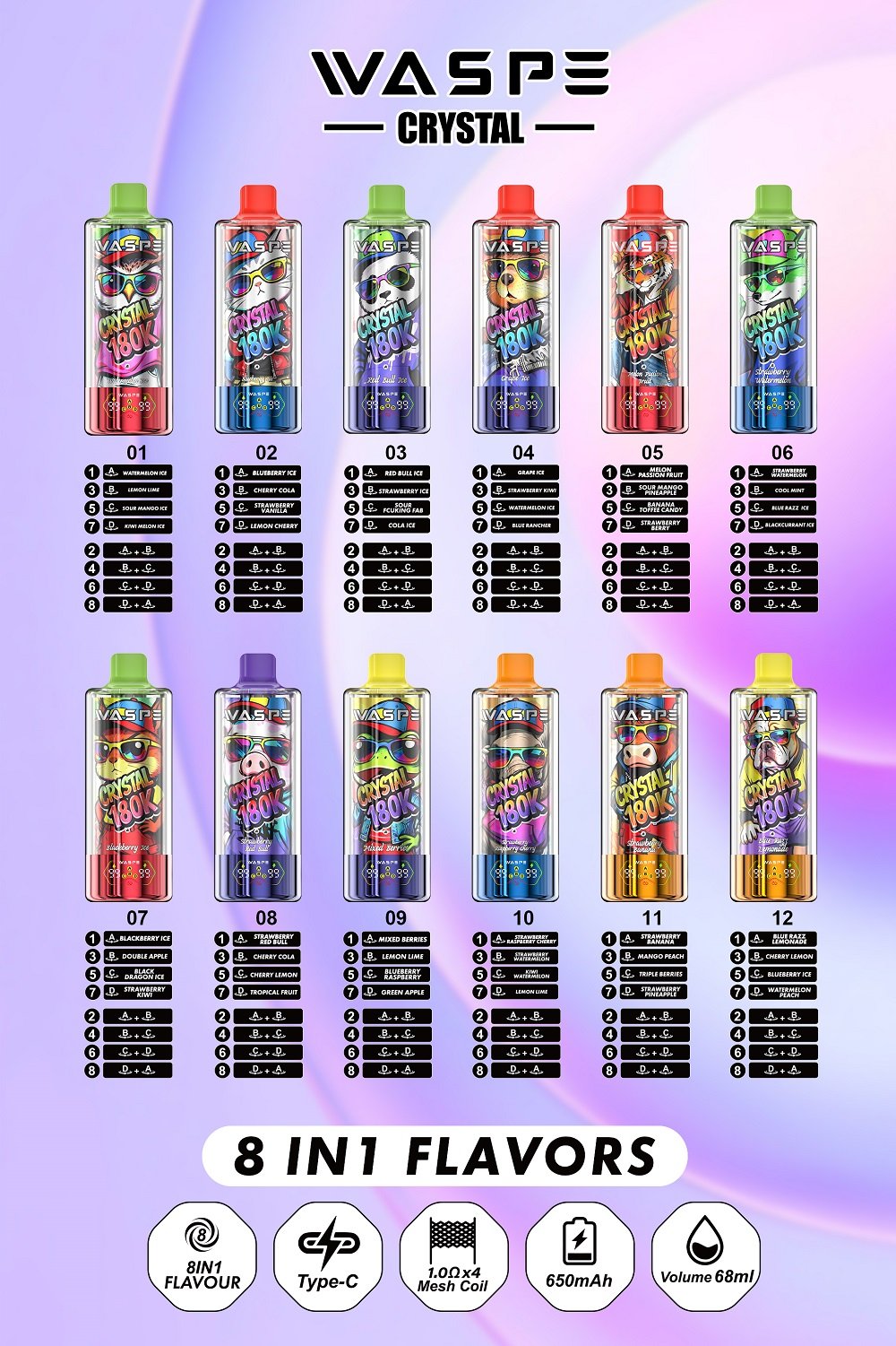 WASPE 8in1 Crystal 180000 puffs