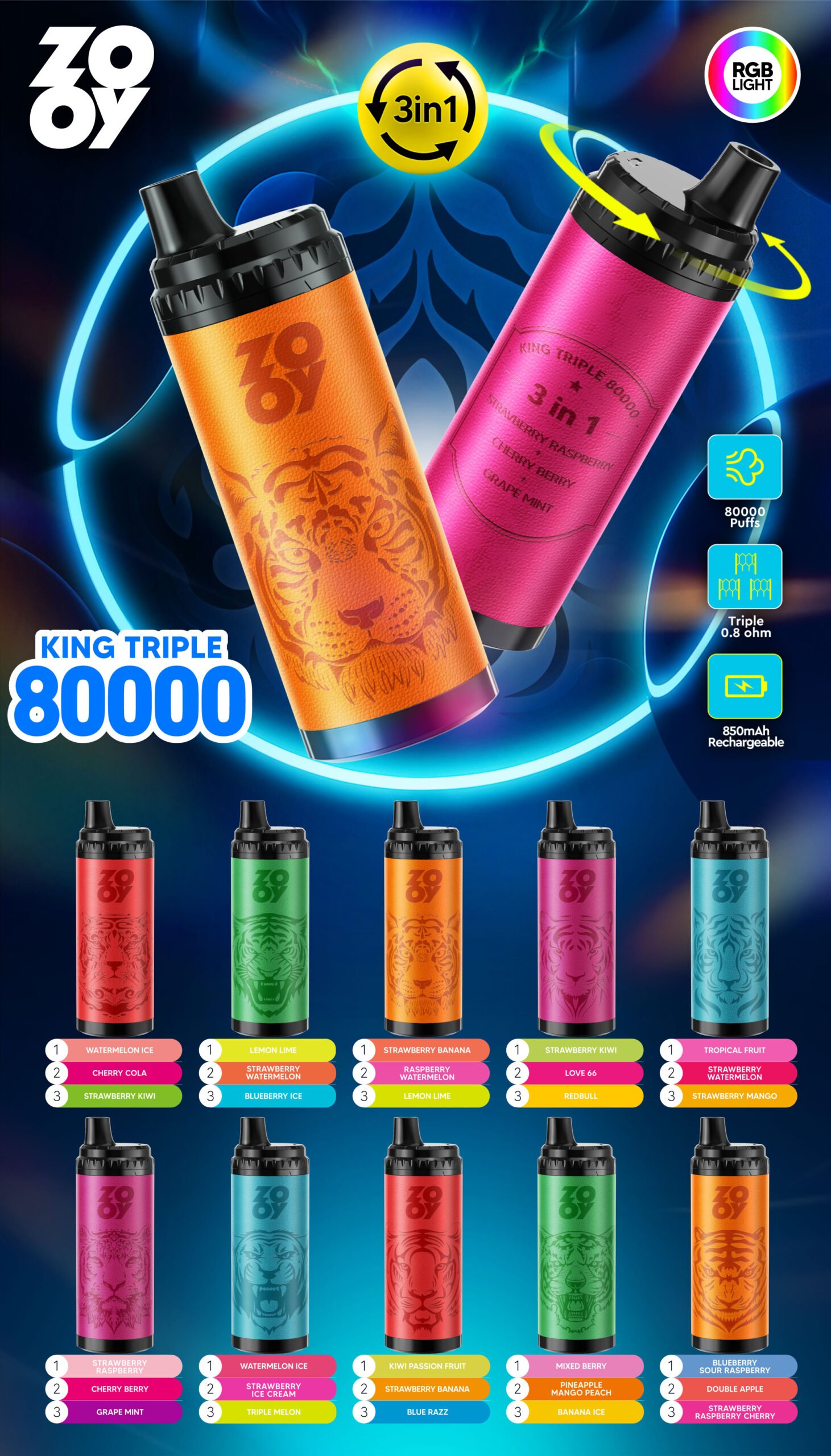 ZOOY King triple 80000 Puffs