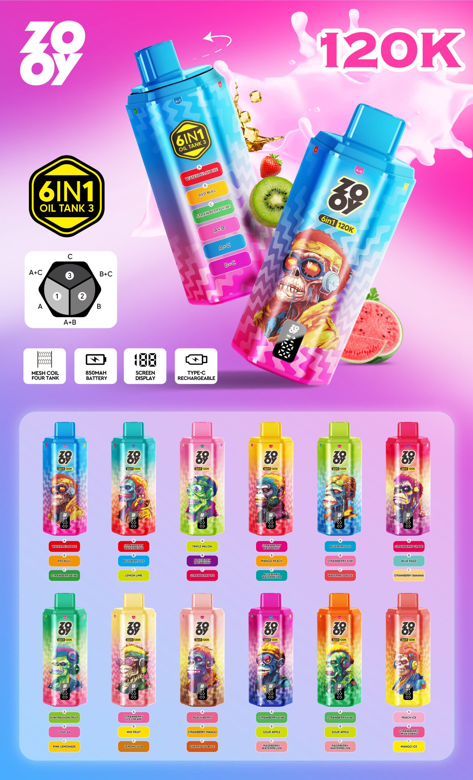 Zooy 6in1 120k Puffs