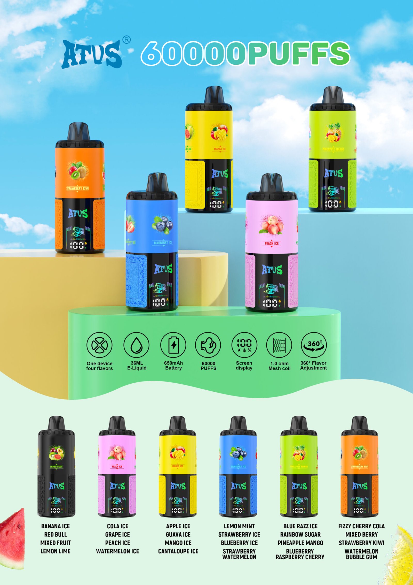 ATVS 60000 Puffs 4in1 Flavors
