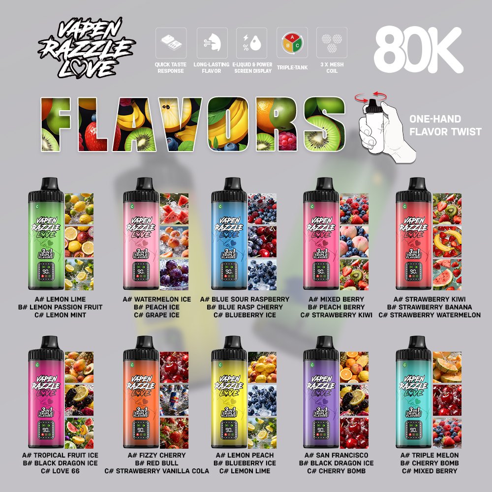 VAPEN RAZZLE 80K Puffs 3in1 Flavors